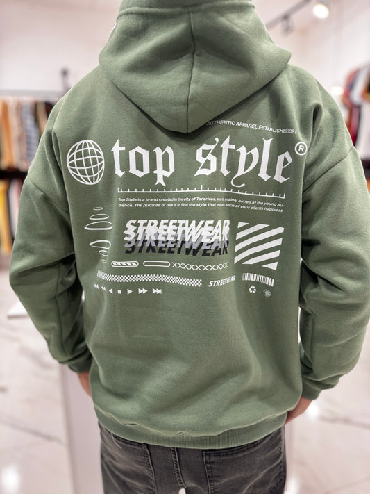 Canguro oversize verde "streetwear"