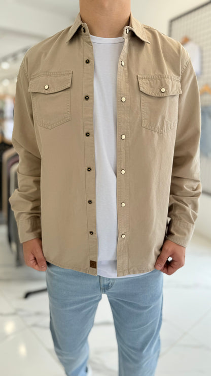 Sobrecamisa de jean camel