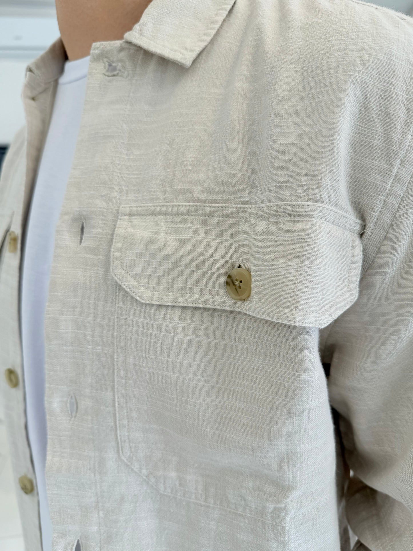 Sobrecamisa de lino beige