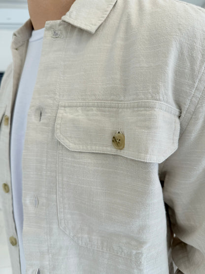 Sobrecamisa de lino beige