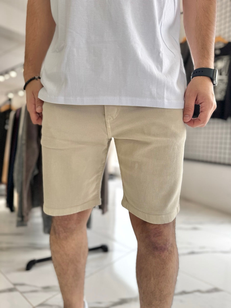 Bermuda skinny beige