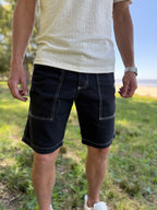 Bermuda jean con costuras