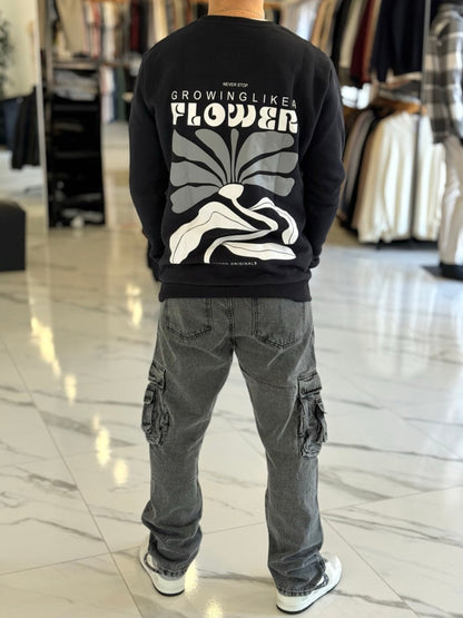 Buzo a la base "flower" negro