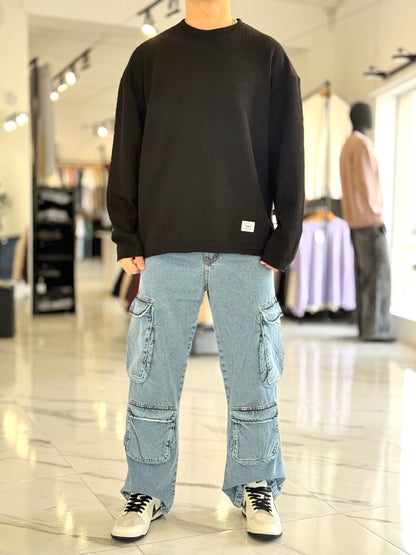Buzo oversize tejido negro