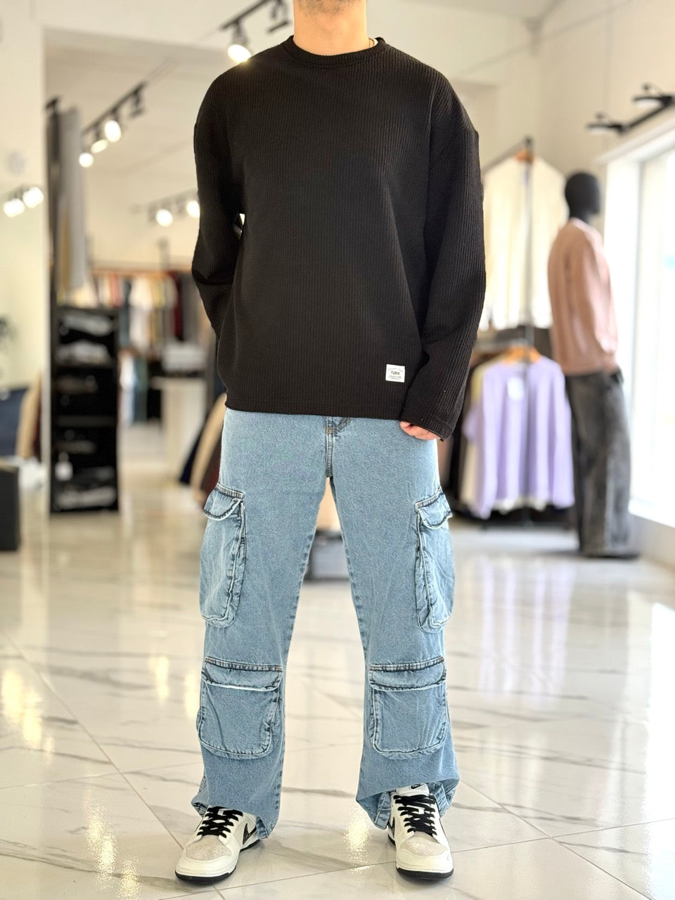 Buzo oversize tejido negro