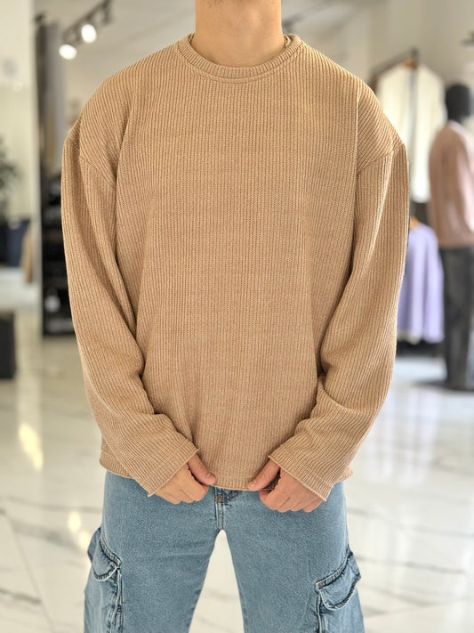 Buzo oversize tejido tostado