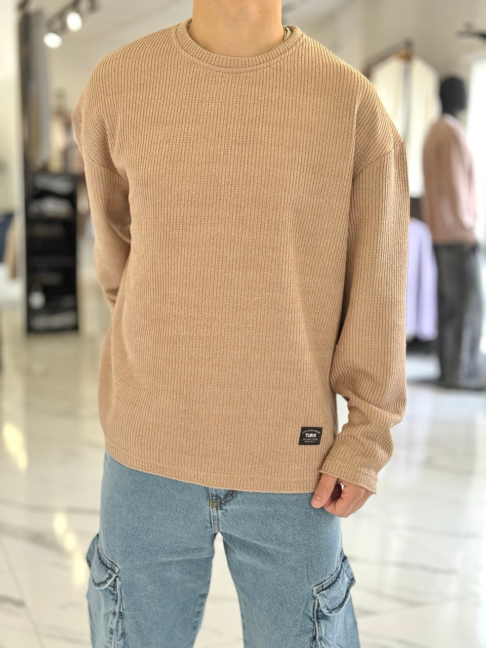 Buzo oversize tejido tostado