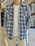 Sobrecamisa con corderito cuadros celeste