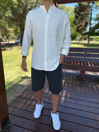 Camisa oversize lino mao crudo