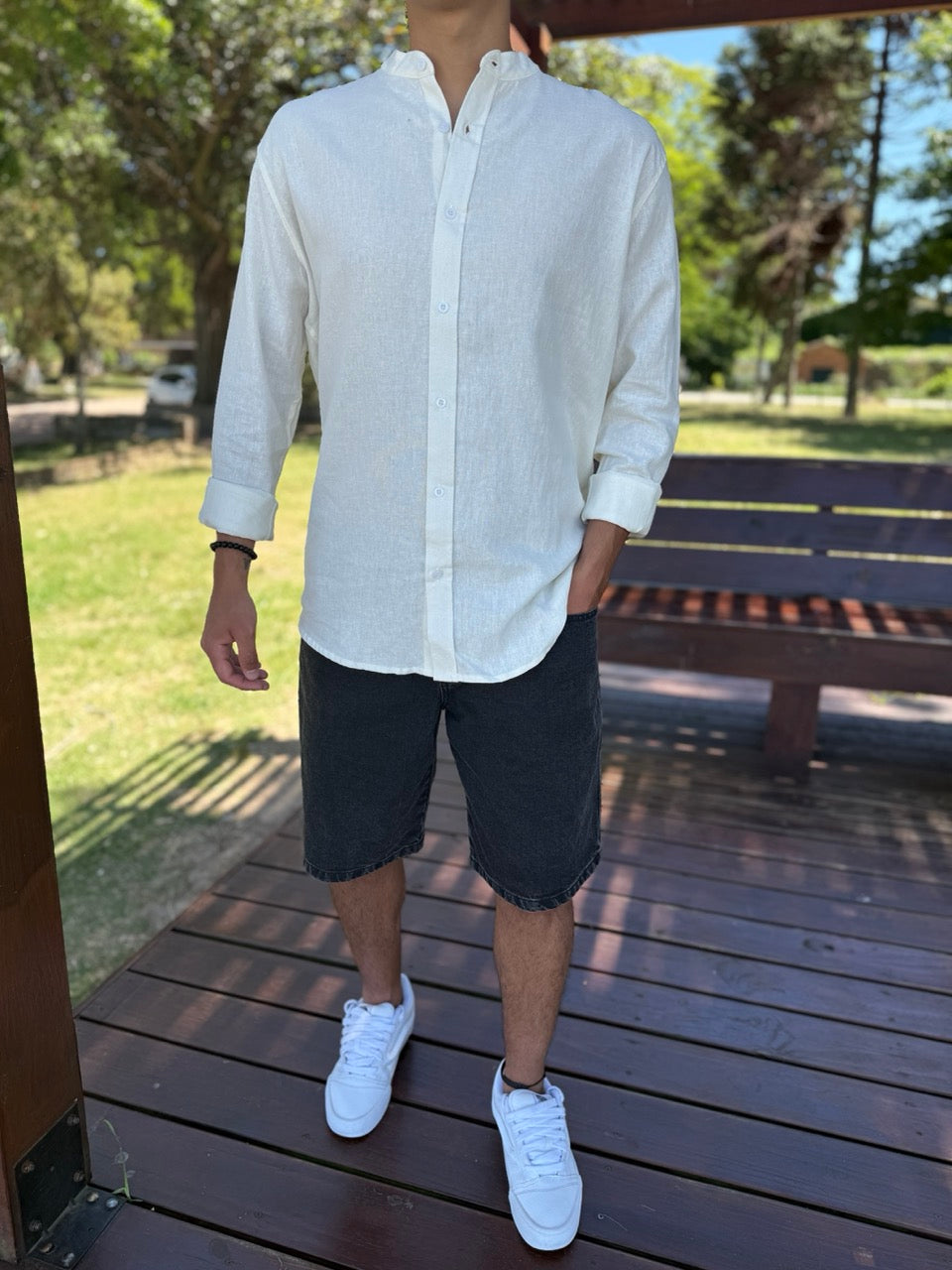 Camisa oversize lino mao crudo