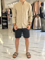 Camisa lino cuello mao