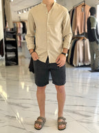 Camisa lino cuello mao