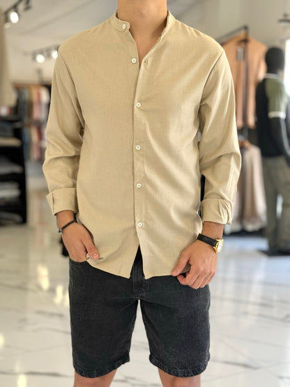 Camisa lino cuello mao