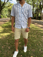Camisa MC rayada celeste