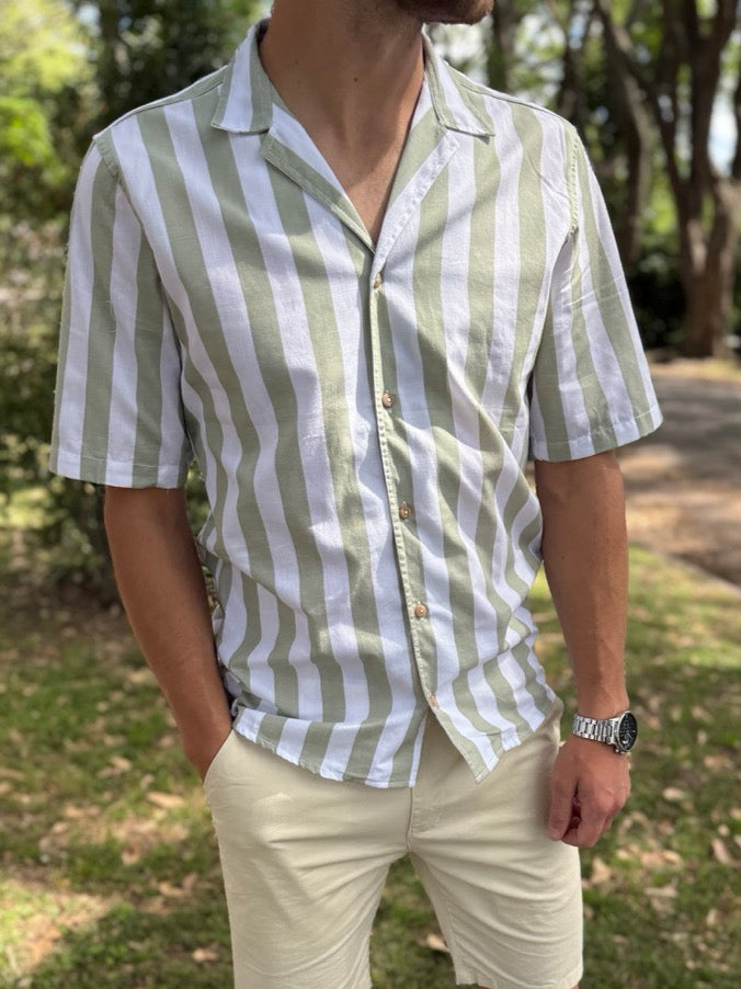 Camisa MC rayada verde