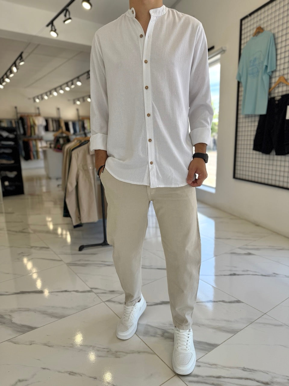 Camisa lino mao blanca