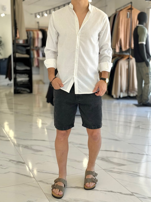 Camisa lino cuello mao