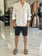 Camisa lino cuello mao