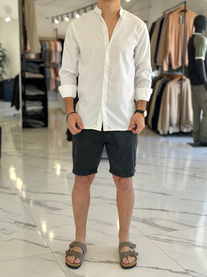 Camisa lino cuello mao