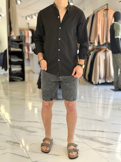 Camisa lino cuello mao