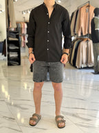 Camisa lino cuello mao