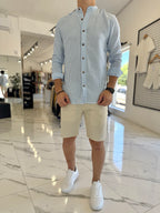 Camisa lino mao raya celeste
