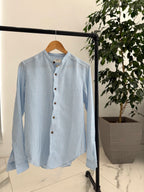 Camisa lino mao raya celeste