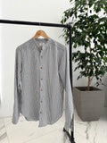 Camisa lino mao raya gris