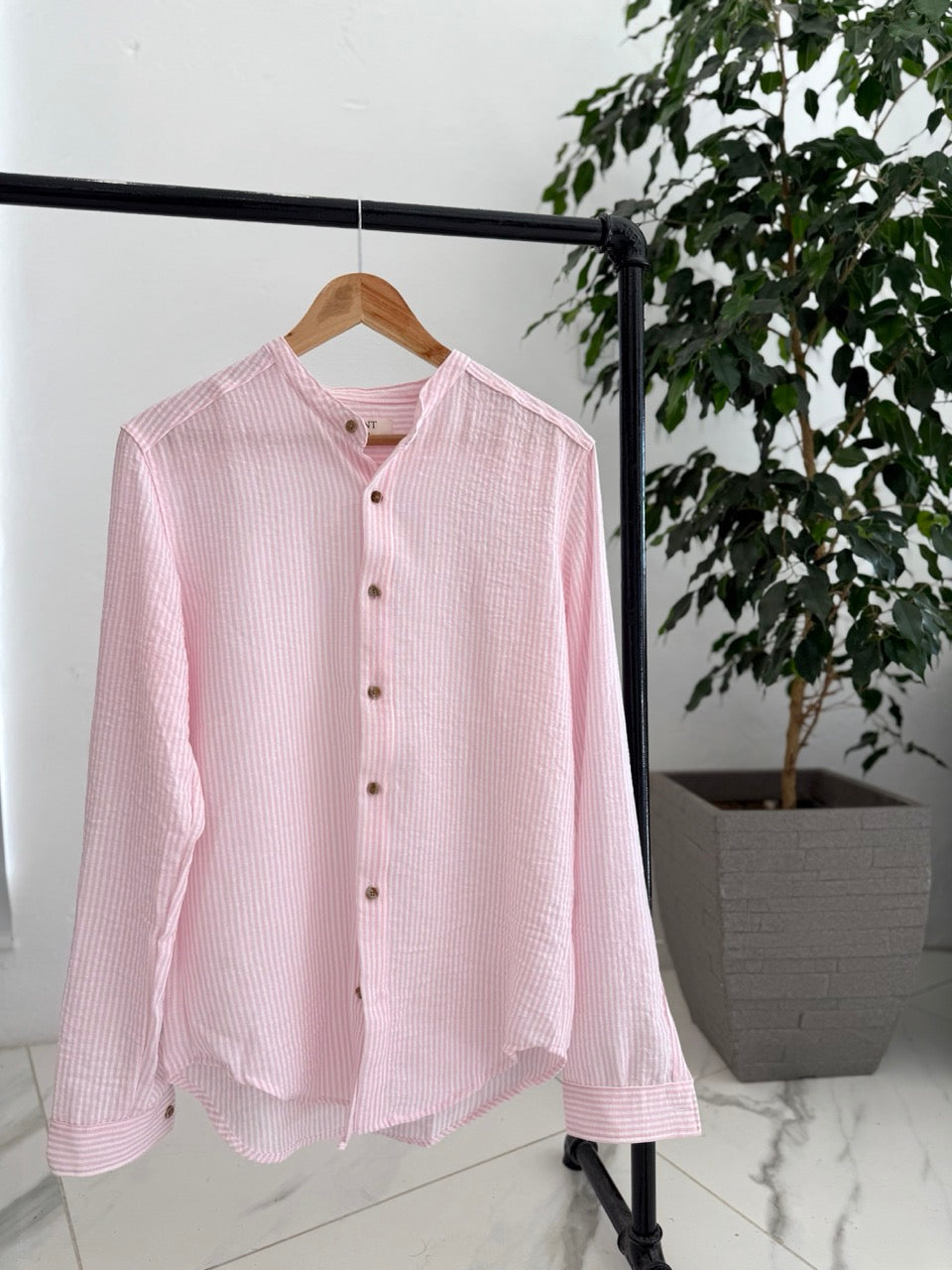 Camisa lino mao raya rosa