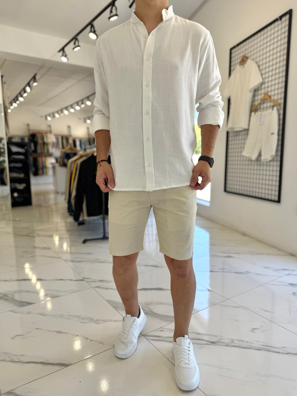 Camisa oversize lino mao blanca