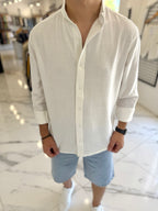 Camisa oversize lino mao blanca