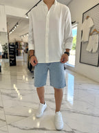 Camisa oversize lino mao blanca