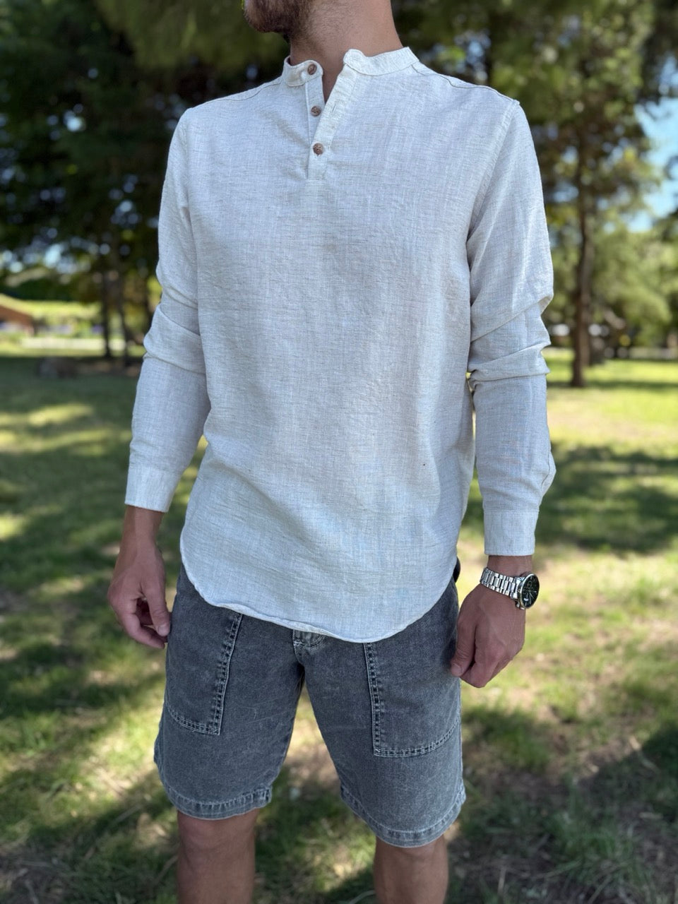 Camisola lino beige