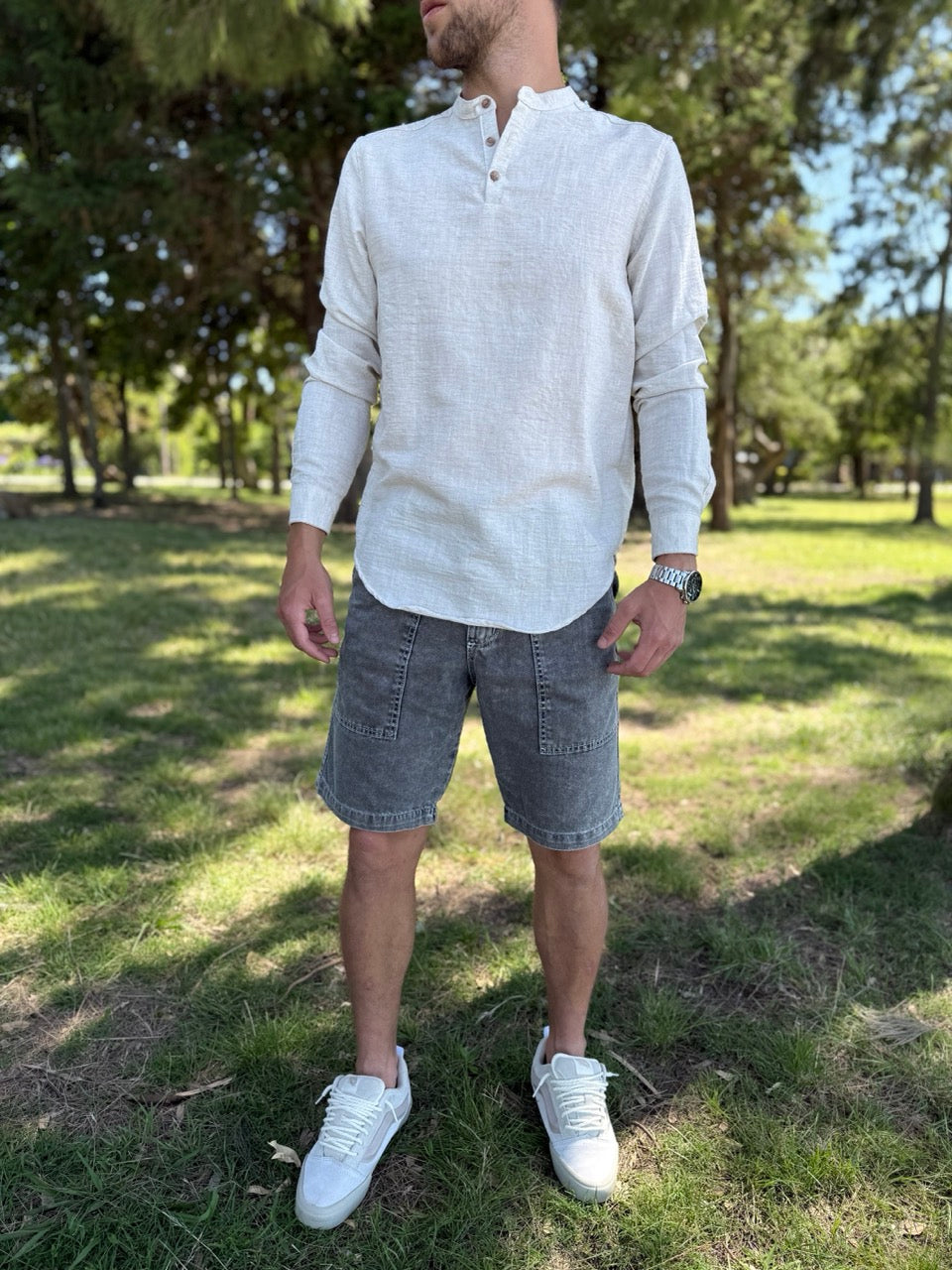 Camisola lino beige