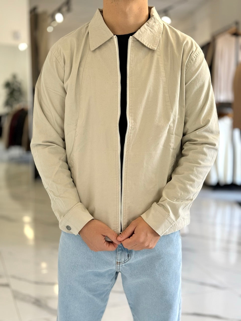 Campera gabardina beige