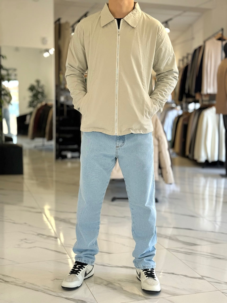 Campera gabardina beige