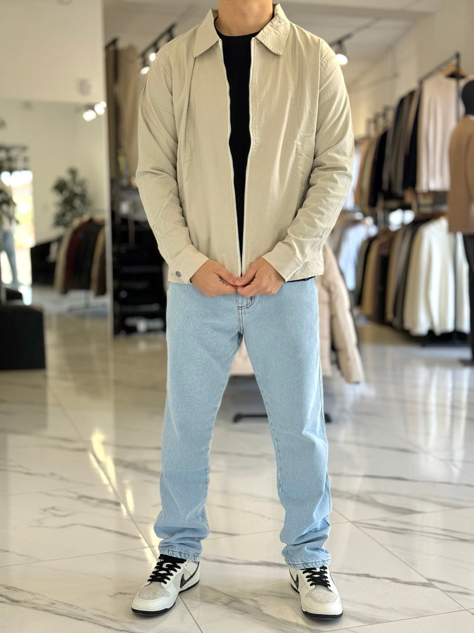 Campera gabardina beige