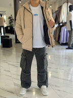 Campera puffer impermeable beige