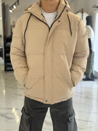 Campera puffer impermeable beige