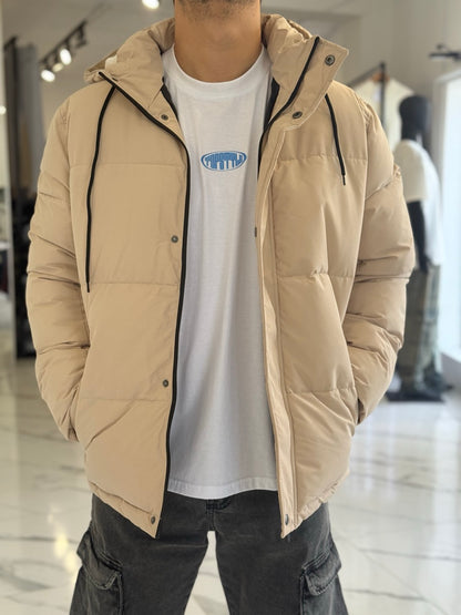 Campera puffer impermeable beige