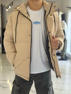 Campera puffer impermeable beige