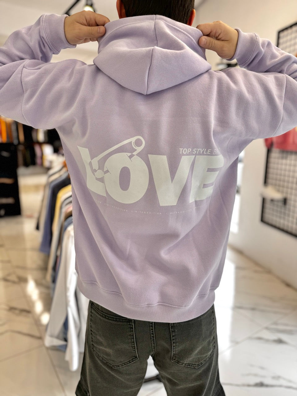 Canguro oversize lila "love"