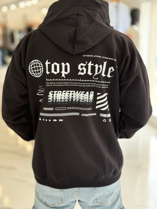 Canguro oversize negro "streetwear"