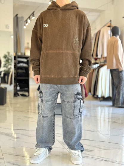 Canguro oversize marrón gastado "Celebrate"