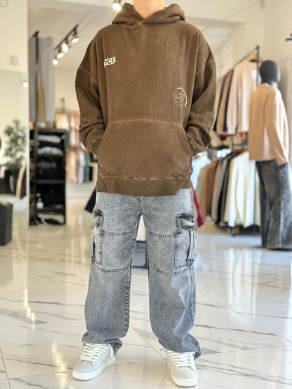 Canguro oversize marrón gastado "Celebrate"