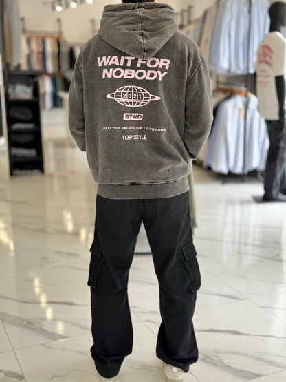 Canguro oversize lavado "wait for nobody"