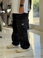 Jean cargo "Bronco" negro c/costura