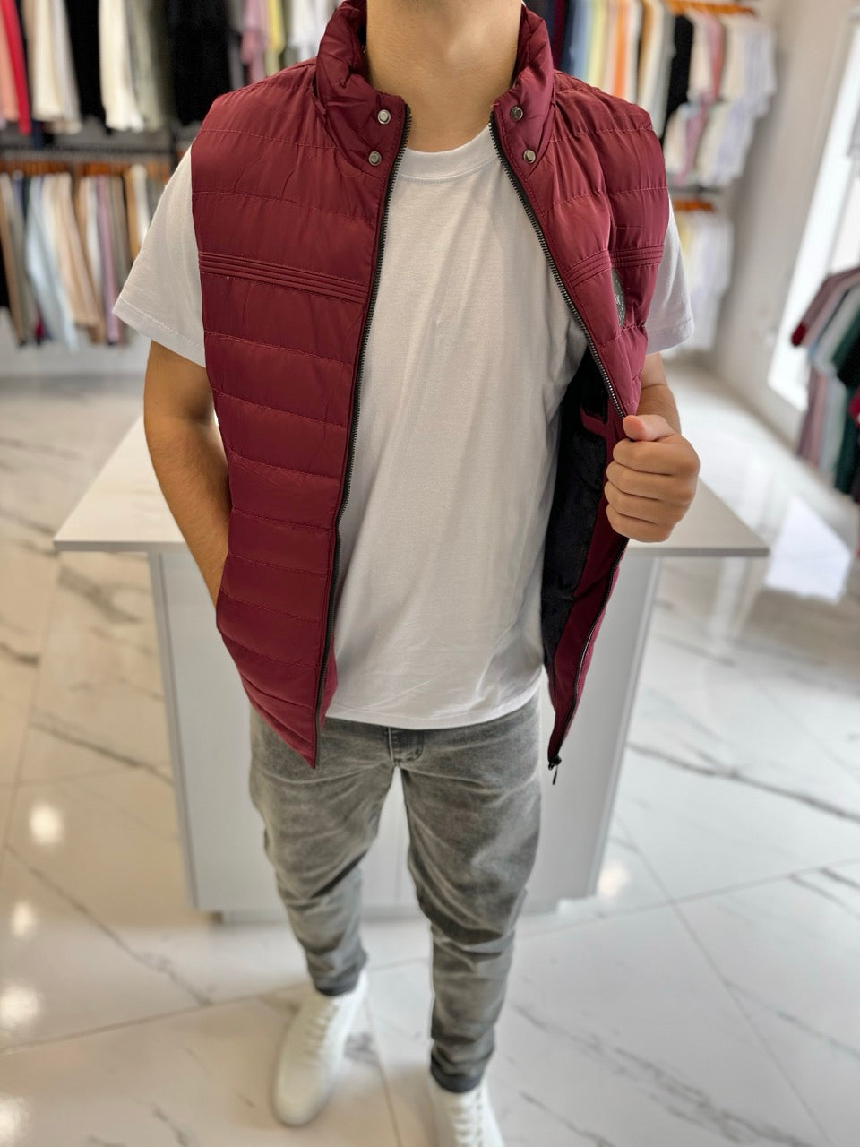 Chaleco nylon bordo