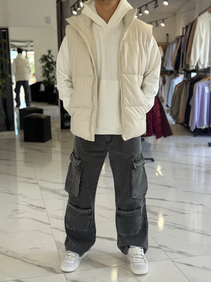 Chaleco cuerina beige