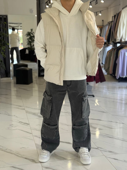 Chaleco cuerina beige